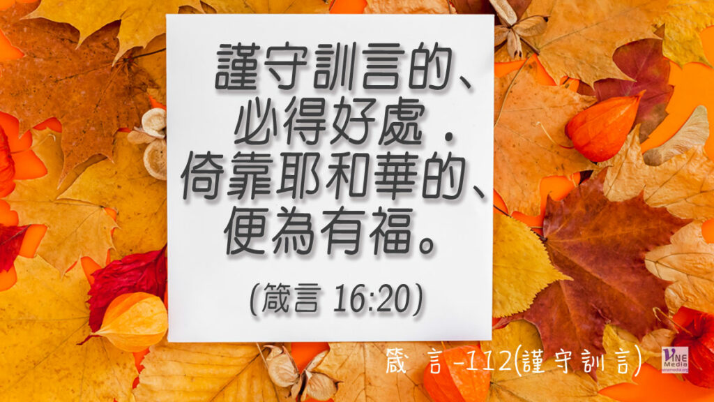 #389 箴言-112(謹守訓言)-第16章20節