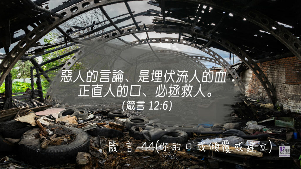 #321 十一月十六日──箴言-44(你的口或傾覆或建立)-第12章6-7節